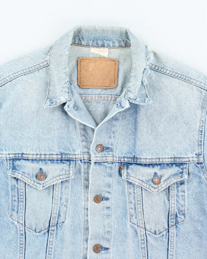 Vintage 90's Pre Distressed Light Wash Denim Jacket - M