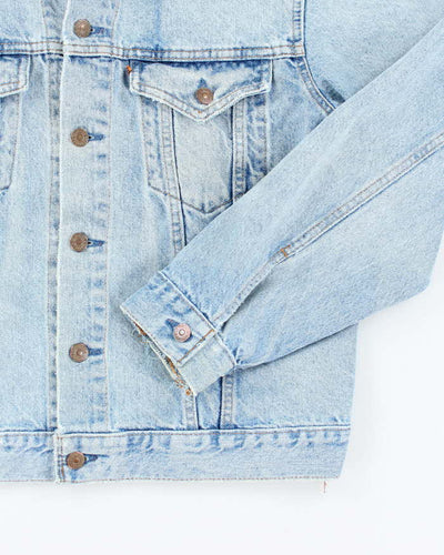 Vintage 90's Pre Distressed Light Wash Denim Jacket - M