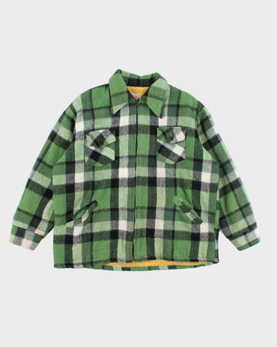 Vintage 80's Stagwear Heavyweight Wool Zip Up Flannel Shirt - XL