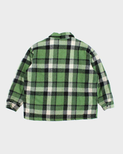 Vintage 80's Stagwear Heavyweight Wool Zip Up Flannel Shirt - XL
