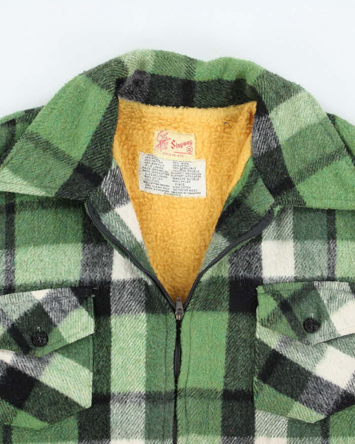 Vintage 80's Stagwear Heavyweight Wool Zip Up Flannel Shirt - XL