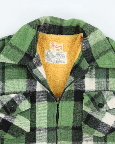 Vintage 80's Stagwear Heavyweight Wool Zip Up Flannel Shirt - XL