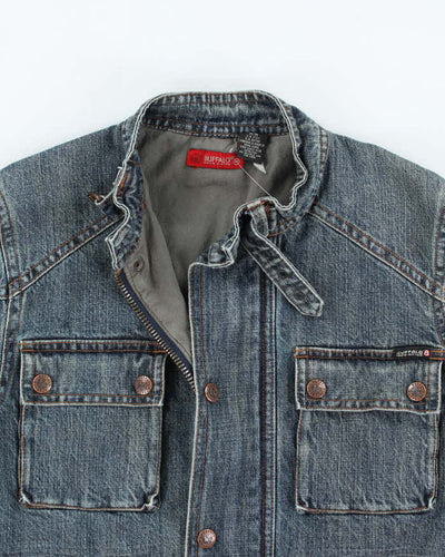 Vintage Y2K Buffalo Multi Pocket Biker Denim Jacket - M