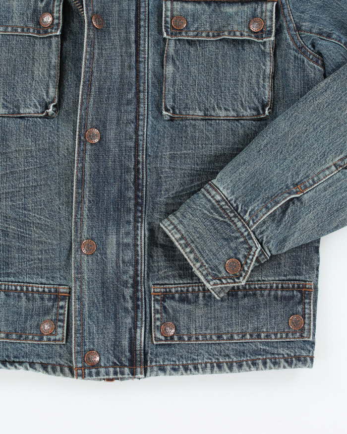 Vintage Y2K Buffalo Multi Pocket Biker Denim Jacket - M