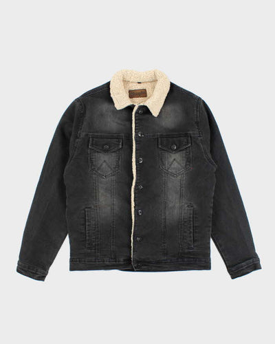 Vintage 90's Wrangler Quilted Dark Grey Wash Denim Jacket - XL
