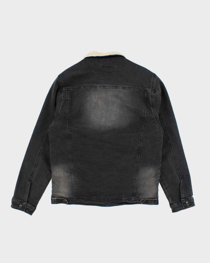 Vintage 90's Wrangler Quilted Dark Grey Wash Denim Jacket - XL