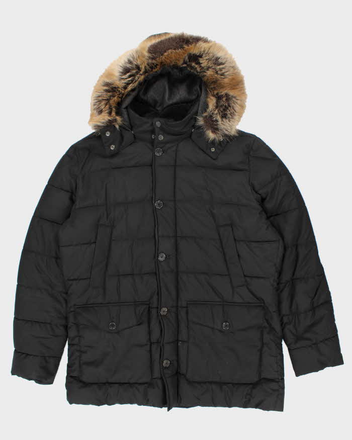 Vintage Barbour Insulated Faux Fur Hooded Bomber Jacket - XXL