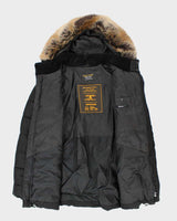 Vintage Barbour Insulated Faux Fur Hooded Bomber Jacket - XXL