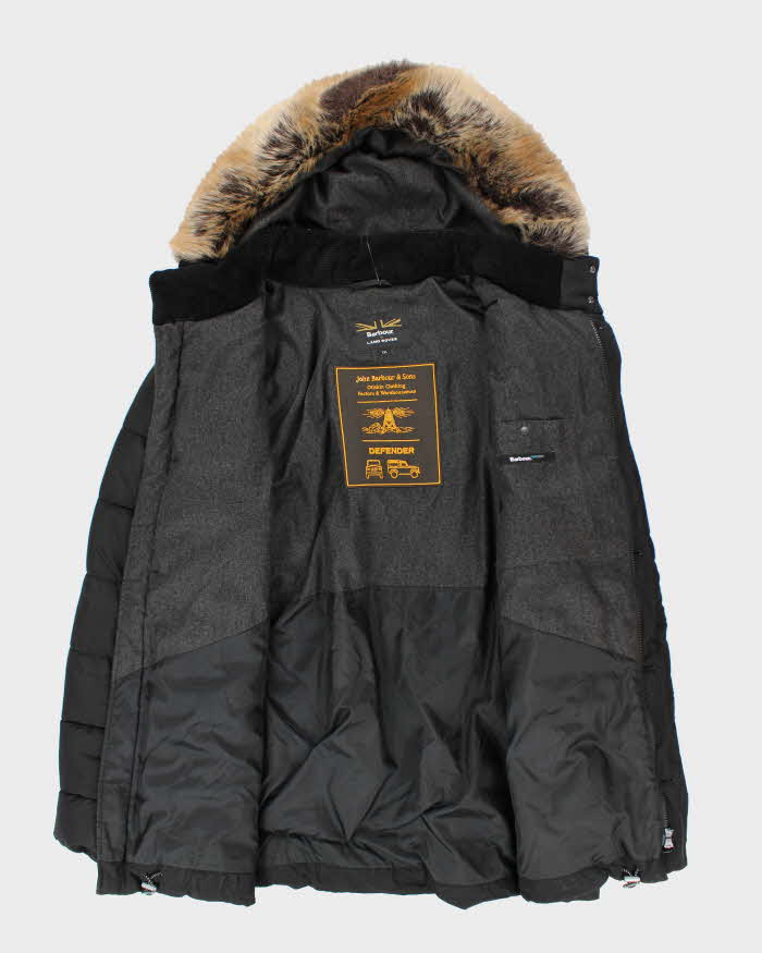 Vintage Barbour Insulated Faux Fur Hooded Bomber Jacket - XXL