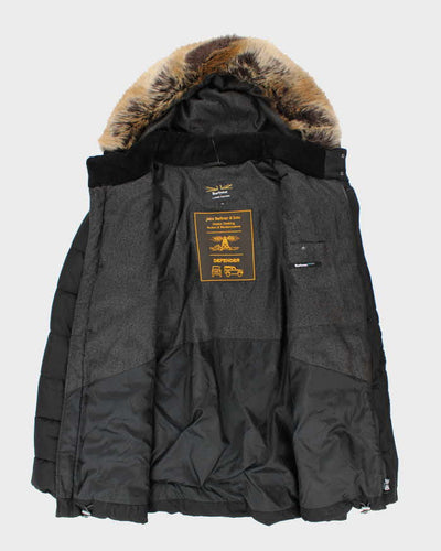 Vintage Barbour Insulated Faux Fur Hooded Bomber Jacket - XXL