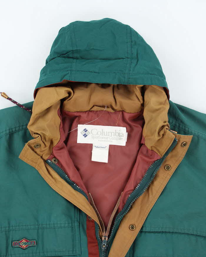 Vintage 90's Columbia Button Up Hidden Hood Anorak Jacket - L