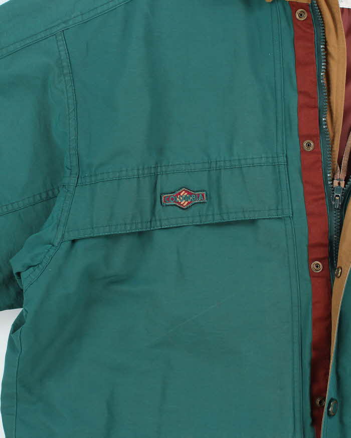 Vintage 90's Columbia Button Up Hidden Hood Anorak Jacket - L