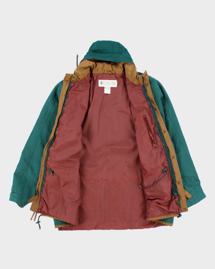 Vintage 90's Columbia Button Up Hidden Hood Anorak Jacket - L