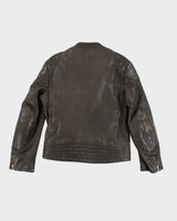 Vintage Y2K Hugo Boss Heavyweight Leather Biker Jacket - M