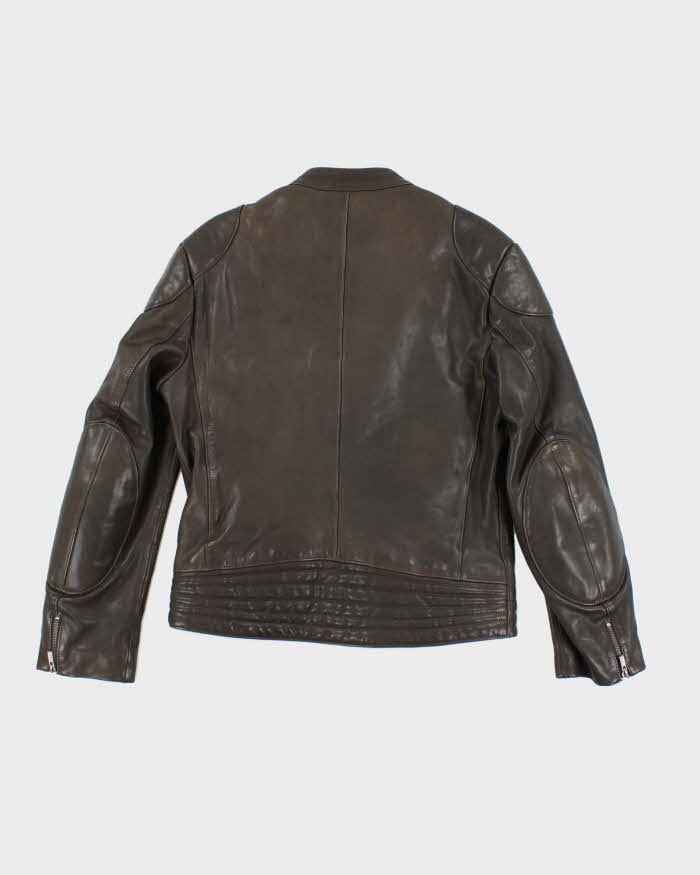 Vintage Y2K Hugo Boss Heavyweight Leather Biker Jacket - M