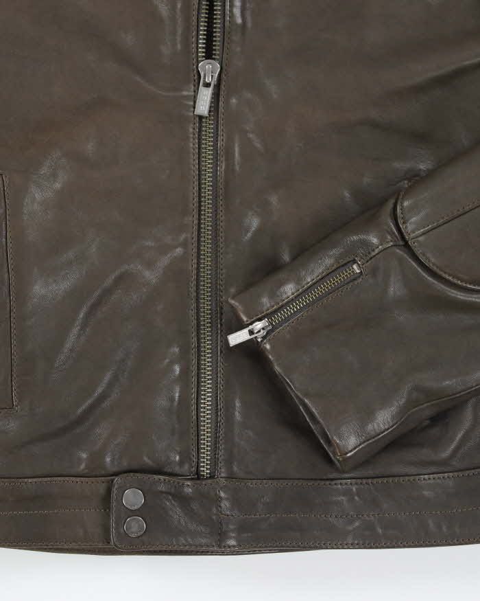 Vintage Y2K Hugo Boss Heavyweight Leather Biker Jacket - M