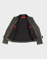 Vintage Y2K Hugo Boss Heavyweight Leather Biker Jacket - M
