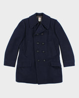 Vintage 80's Heavyweight Wool Long Pea Coat - L