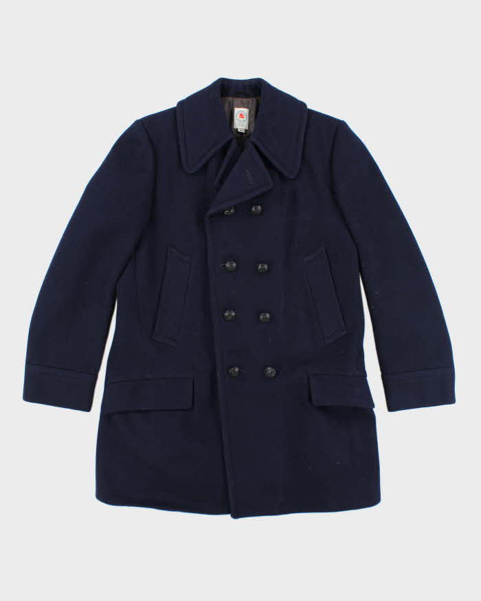 Vintage 80's Heavyweight Wool Long Pea Coat - L