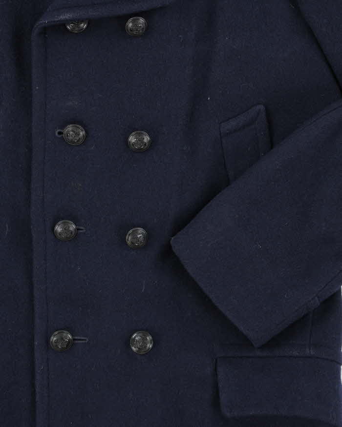 Vintage 80's Heavyweight Wool Long Pea Coat - L