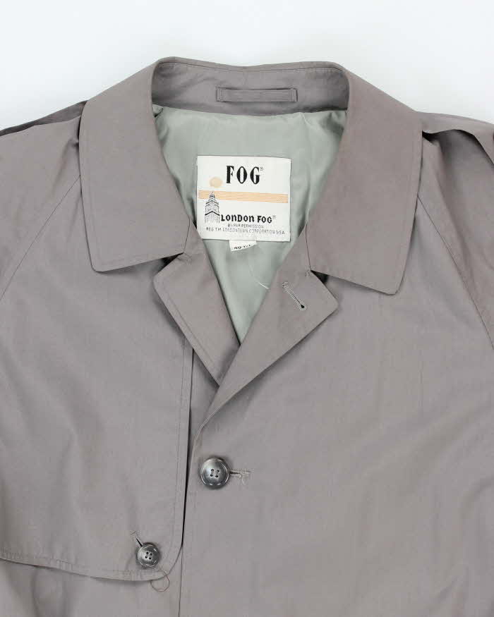 Vintage 80's London Fog Grey Belted Overcoat - L