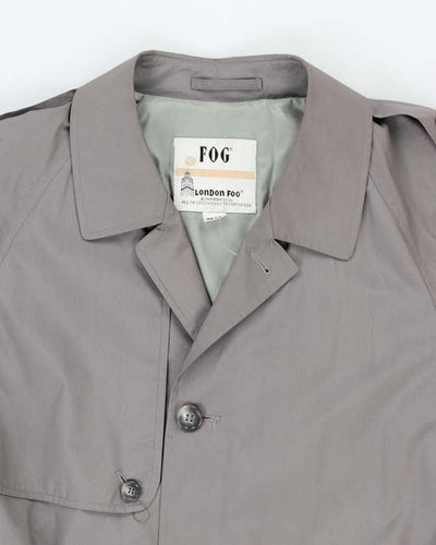 Vintage 80's London Fog Grey Belted Overcoat - L