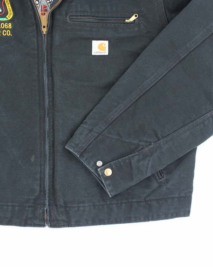 Vintage Carhartt J01 Embroidered Black Detroit Jacket - XL