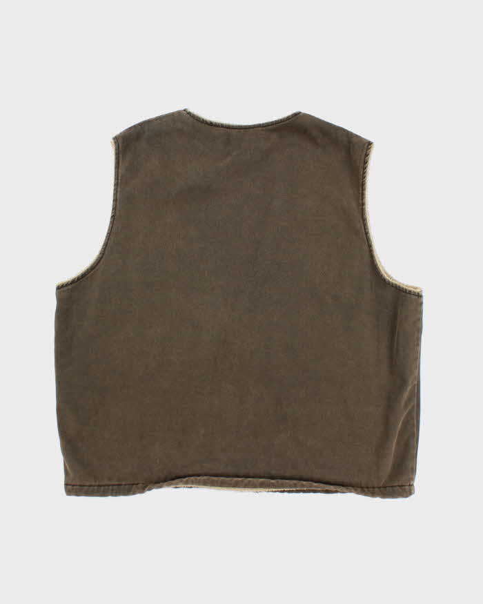 Vintage Woolrich Faded Brown Lined Workwear Gilet - XL