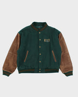 Vintage 90's Heavyweight Suede Embroidered Varsity Jacket - XL