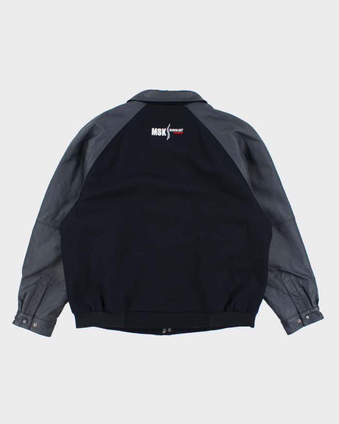 Vintage 90's Heavyweight Leather Embroidered Varsity Jacket - XL