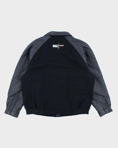 Vintage 90's Heavyweight Leather Embroidered Varsity Jacket - XL