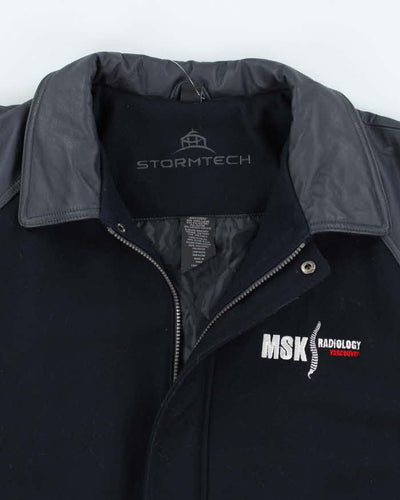 Vintage 90's Heavyweight Leather Embroidered Varsity Jacket - XL