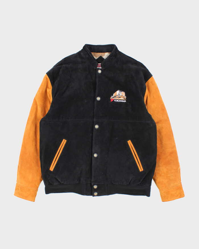 Vintage 90's Heavyweight Suede Embroidered Varsity Jacket - L