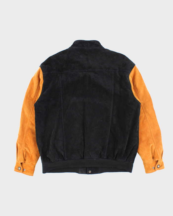 Vintage 90's Heavyweight Suede Embroidered Varsity Jacket - L
