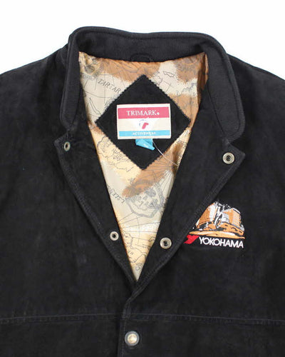 Vintage 90's Heavyweight Suede Embroidered Varsity Jacket - L