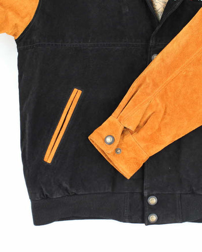 Vintage 90's Heavyweight Suede Embroidered Varsity Jacket - L