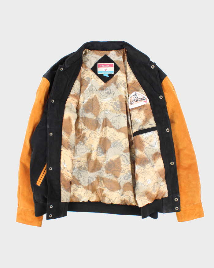 Vintage 90's Heavyweight Suede Embroidered Varsity Jacket - L