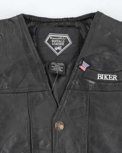 Vintage 90's Biker Patched Leather Vest - M