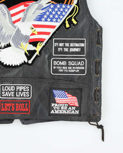 Vintage 90's Biker Patched Leather Vest - M