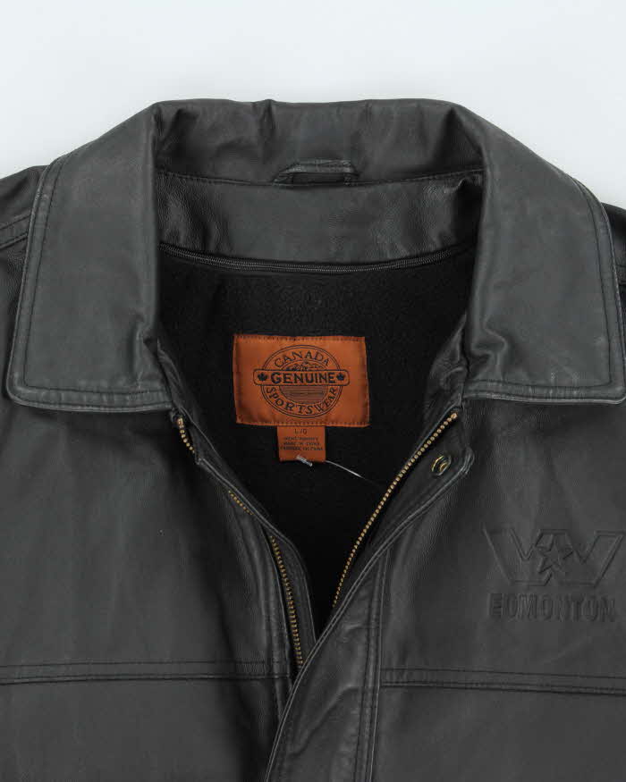 Vintage Canada Sportswear Black Leather Jacket - L