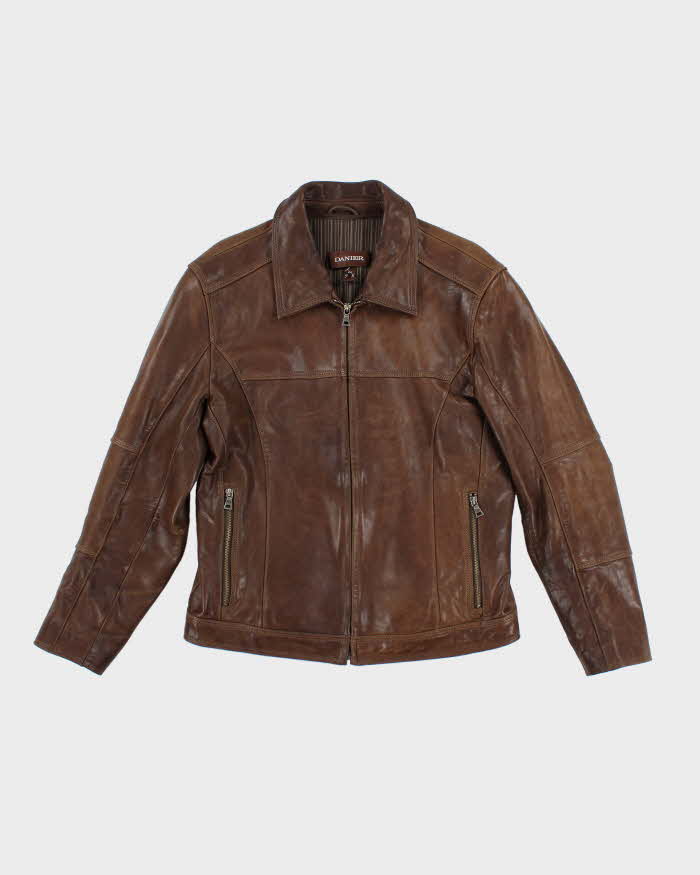 Vintage 90's Danier Heavyweight Leather Zip Up Jacket - M