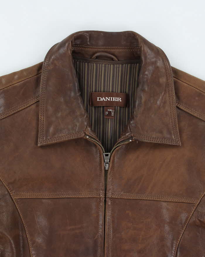 Vintage 90's Danier Heavyweight Leather Zip Up Jacket - M