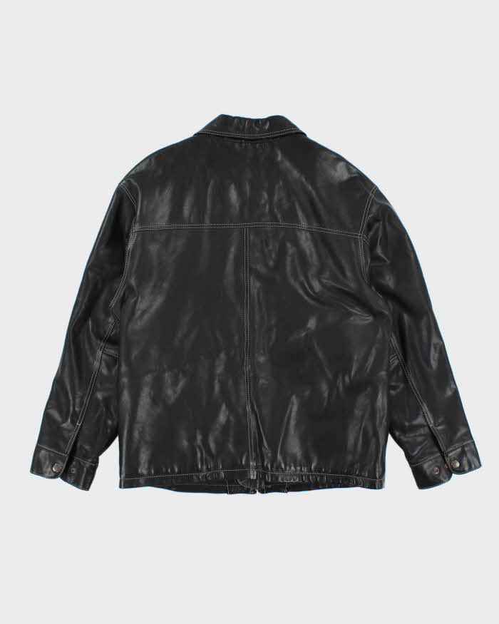 Vintage 90's Danier Contrast Stitch Heavyweight Leather Jacket - L