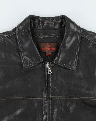 Vintage 90's Danier Contrast Stitch Heavyweight Leather Jacket - L