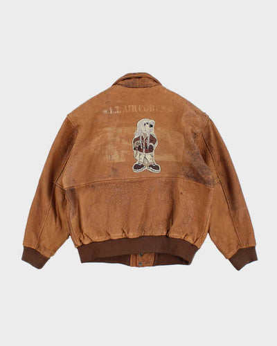 Vintage 80's Heavyweight Patched Soft Leather Jacket - XL