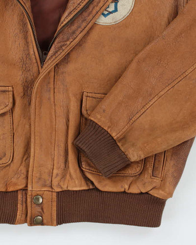 Vintage 80's Heavyweight Patched Soft Leather Jacket - XL