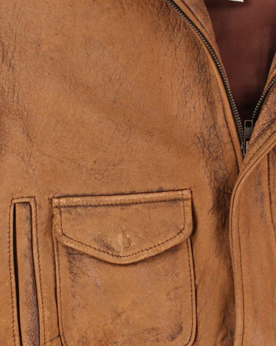 Vintage 80's Heavyweight Patched Soft Leather Jacket - XL
