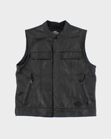Vintage Harley Davidson Heavyweight Leather Biker Gilet - XL