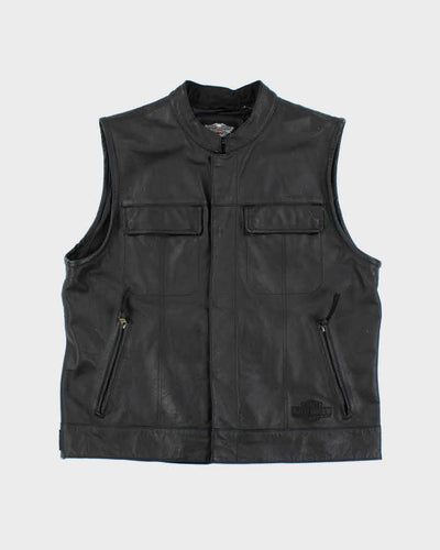 Vintage Harley Davidson Heavyweight Leather Biker Gilet - XL