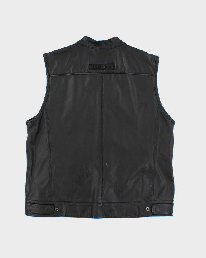Vintage Harley Davidson Heavyweight Leather Biker Gilet - XL
